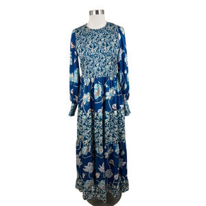 Tuckernuck Blue Floral Smocked Maxi Dress Size M Garden Hydrangea